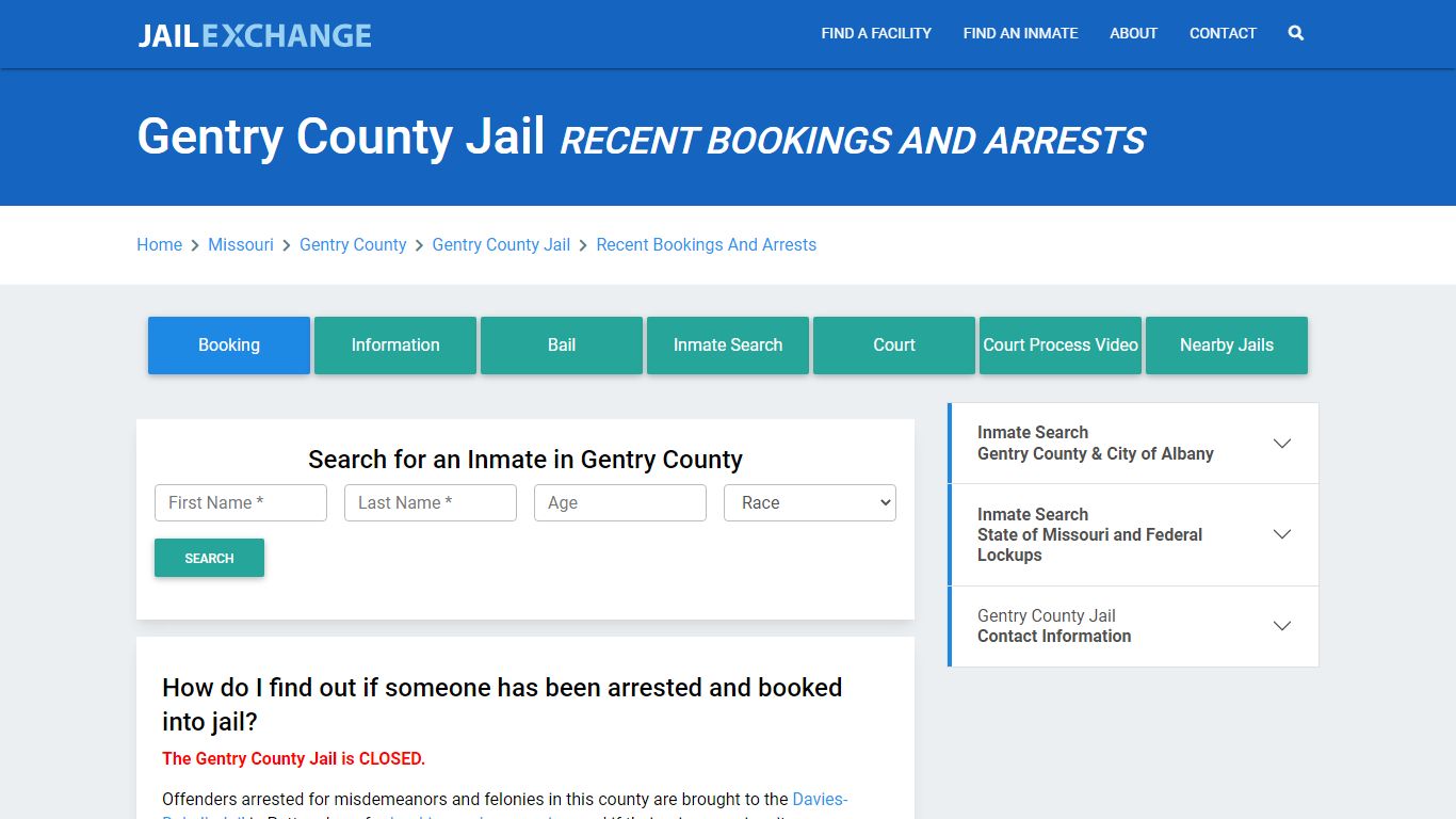 Gentry County Jail Recent Bookings And Arrests - Jail Exchange