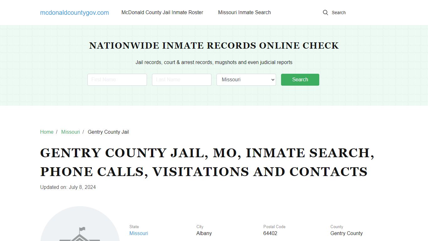 Gentry County Jail, MO, Inmate Search, Contacts