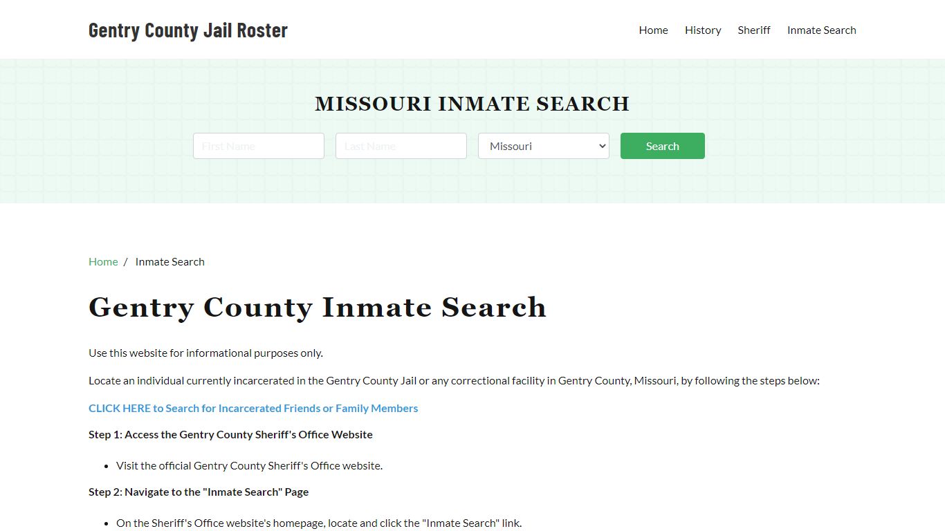 Gentry County, MO Detainee Lookup