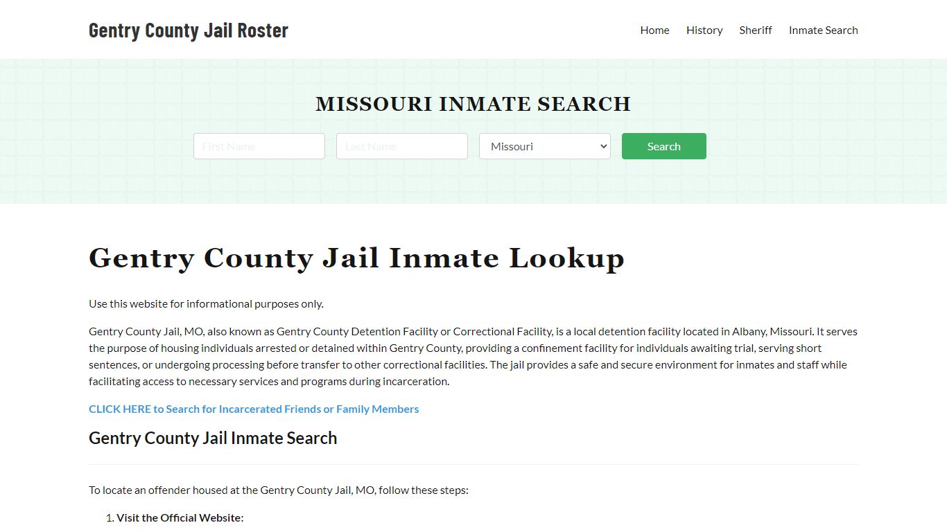 Gentry County Jail Roster Lookup, MO, Inmate Search