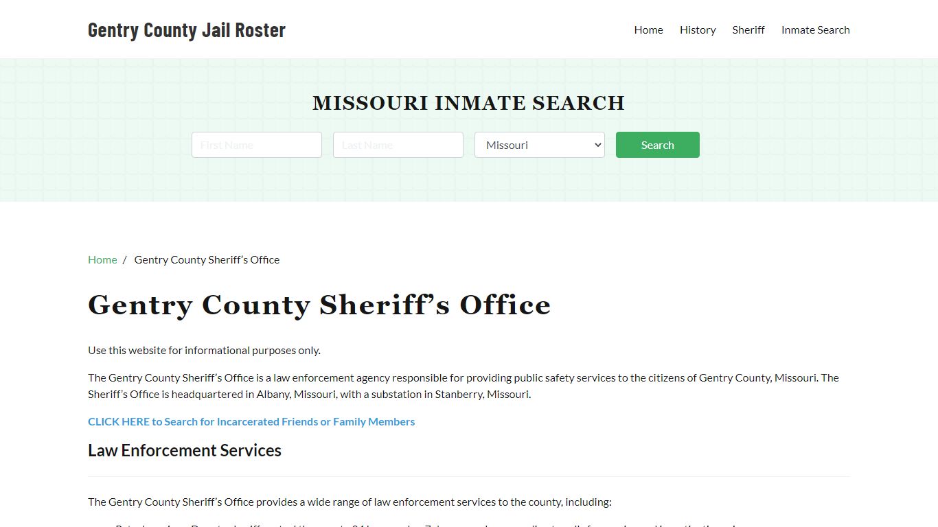 Gentry County Sheriff Office, MO, Arrest Warrants Search