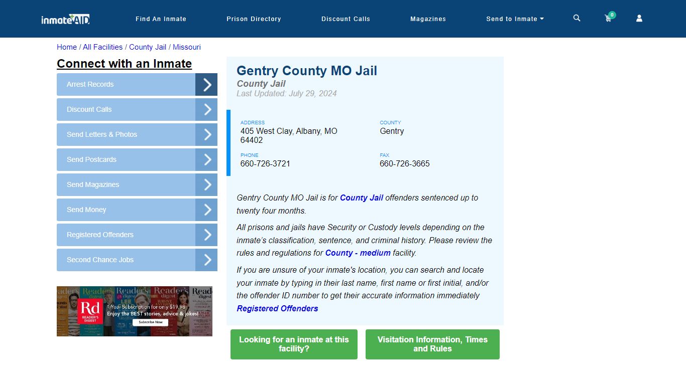 Gentry County MO Jail - Inmate Locator