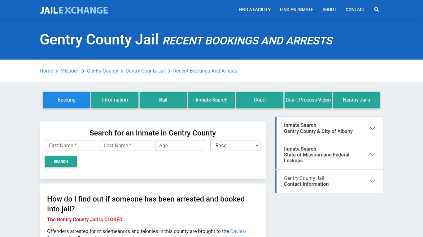 Gentry County Jail Recent Bookings And Arrests - Jail Exchange